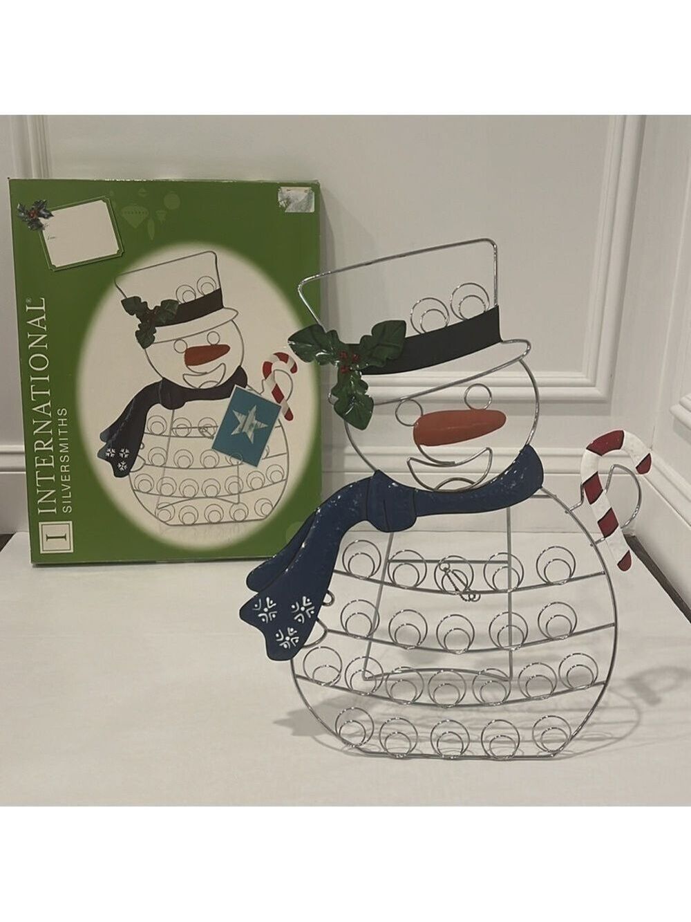 Vintage International Silversmiths Snowman Cardholder/ Metal Holiday Cardholder